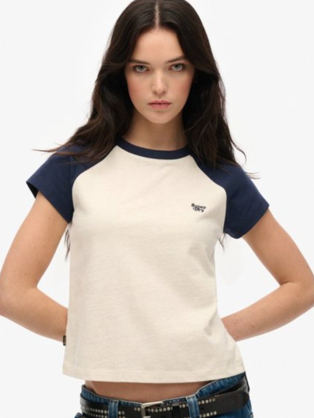 Superdry White and Navy Tee US Size 8